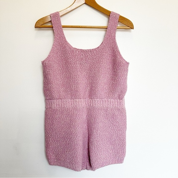 Free People Beach Declan Sweater Romper Crocus Pink Size Large Pockets Summer - Picture 2 of 11